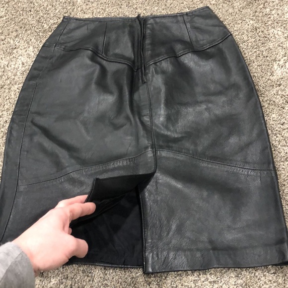 ARCHITECT 100% Leather Black Skirt Size 10 - Picture 4 of 5